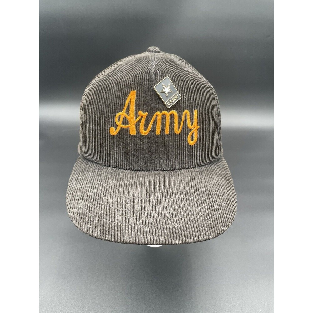 Army Black Knights Corduroy Script Snapback Hat - Vintage